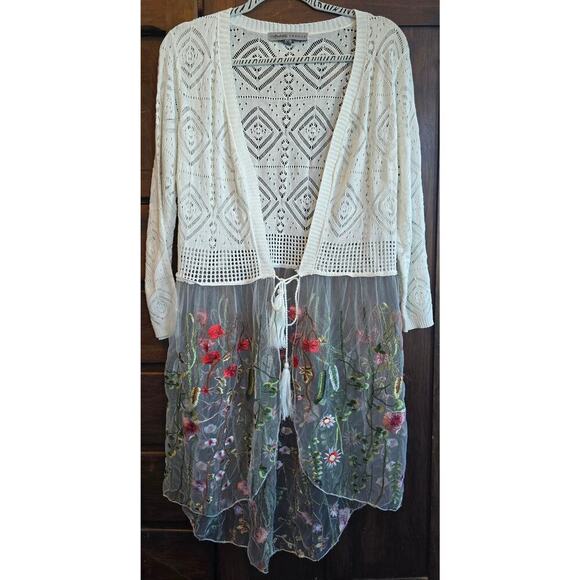 Boho floral mesh cardiagan XL - Picture 6 of 8